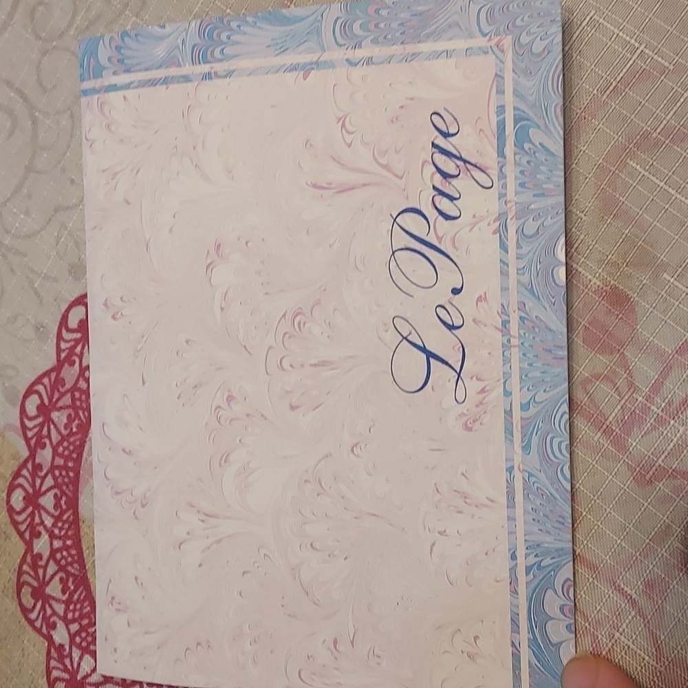 LE page card marbled fan with envlope
